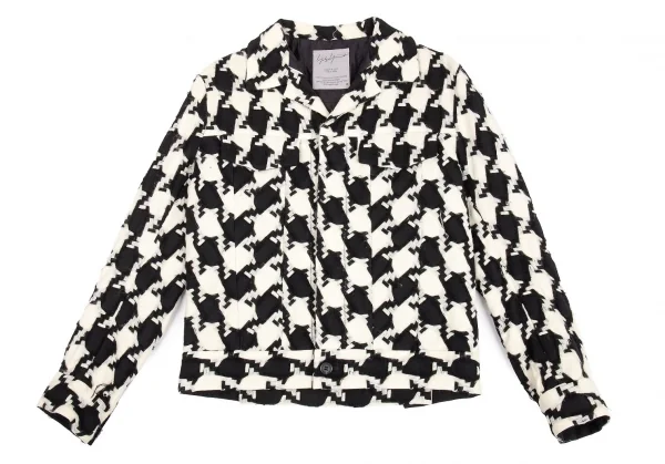 ヨウジヤマモト ファムYohji Yamamoto FEMME 千鳥織りウールジャケット 白黒2 K-82599_002