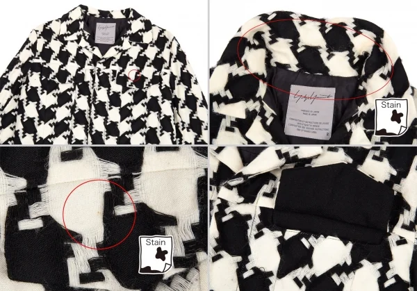ヨウジヤマモト ファムYohji Yamamoto FEMME 千鳥織りウールジャケット 白黒2 K-82599_003