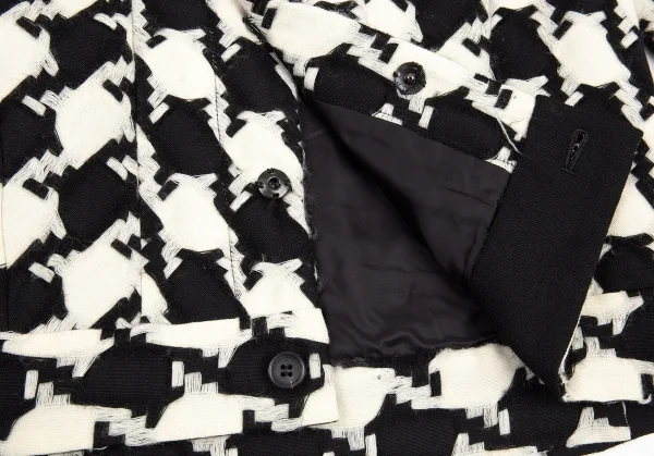 ヨウジヤマモト ファムYohji Yamamoto FEMME 千鳥織りウールジャケット 白黒2 K-82599_009