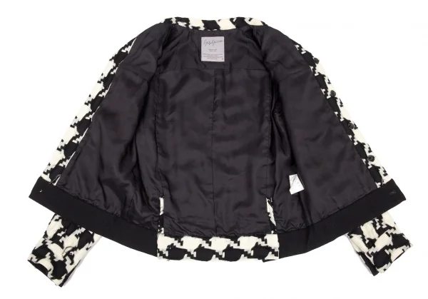 ヨウジヤマモト ファムYohji Yamamoto FEMME 千鳥織りウールジャケット 白黒2 K-82599_010