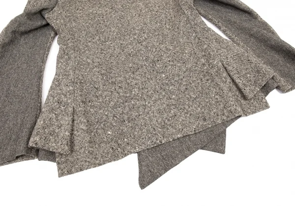 ヨウジヤマモト ファムYohji Yamamoto FEMME ツィード切替ショールカラージャケット グレー2 K-82626_013