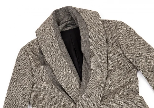 ヨウジヤマモト ファムYohji Yamamoto FEMME ツィード切替ショールカラージャケット グレー2 K-82626_003
