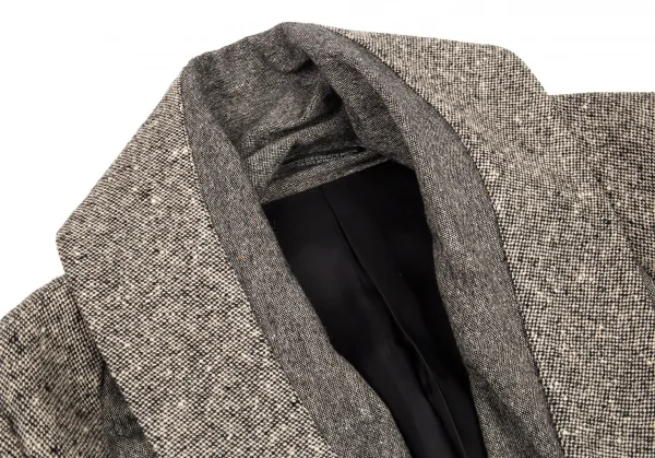 ヨウジヤマモト ファムYohji Yamamoto FEMME ツィード切替ショールカラージャケット グレー2 K-82626_004