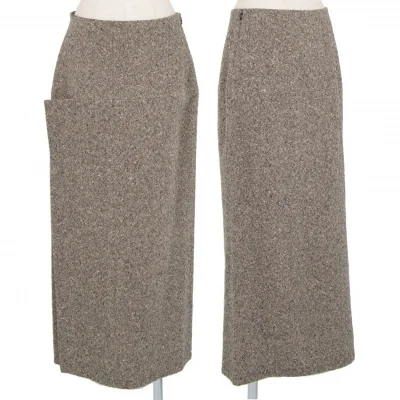 ヨウジヤマモト ファムYohji Yamamoto FEMME ツィード切替ロングスカート グレー