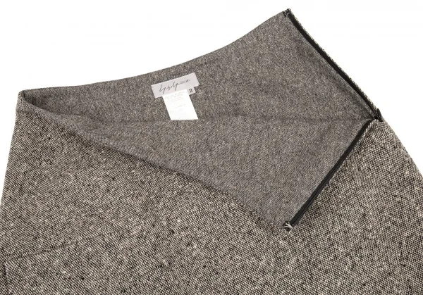 ヨウジヤマモト ファムYohji Yamamoto FEMME ツィード切替ロングスカート グレー2 K-82627_004