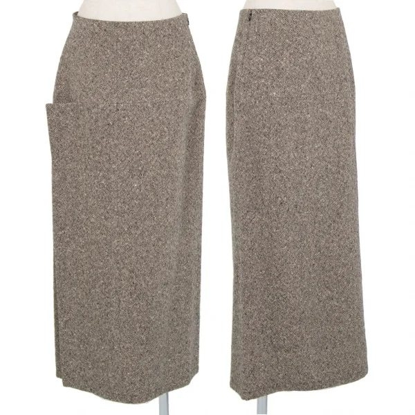 ヨウジヤマモト ファムYohji Yamamoto FEMME ツィード切替ショールカラーセットアップスーツ グレー2 K-82628_013