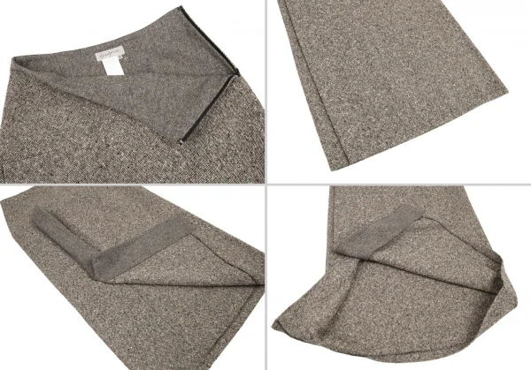 ヨウジヤマモト ファムYohji Yamamoto FEMME ツィード切替ショールカラーセットアップスーツ グレー2 K-82628_016