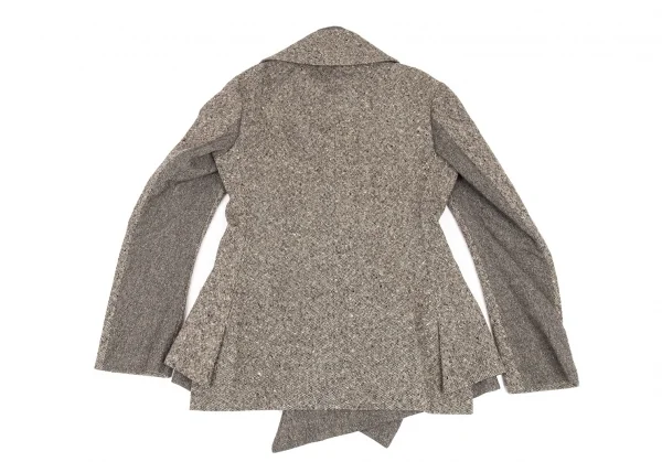 ヨウジヤマモト ファムYohji Yamamoto FEMME ツィード切替ショールカラーセットアップスーツ グレー2 K-82628_009