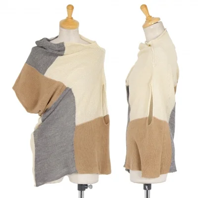 ヨウジヤマモト ノアールYohji Yamamoto NOIR リネンコットンブロックパターンニットノースリーブ