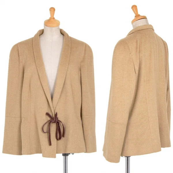 ジョルジオ アルマーニGIORGIO ARMANI BORGO21 カシミヤビーバーキモノジャケット ベージュM位 K-82670_001
