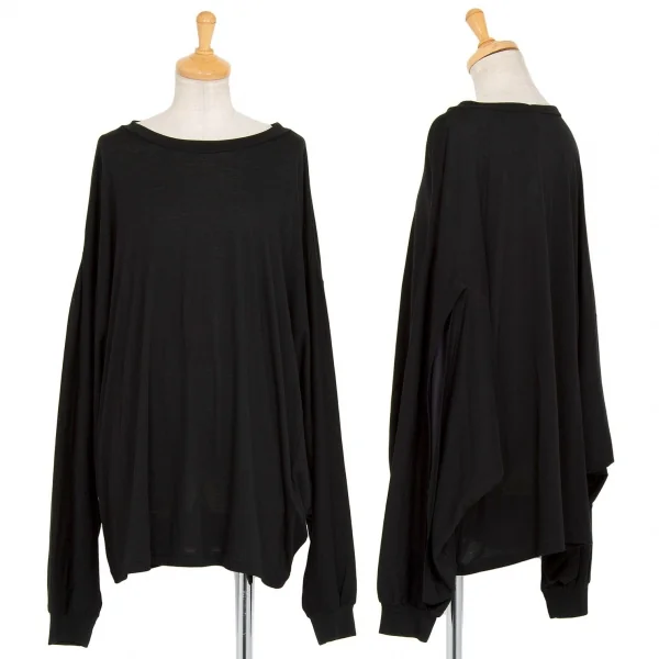 ワイズY's コットンレーヨン袖スリットドルマンビッグシルエットカットソー 黒2 K-82714_001