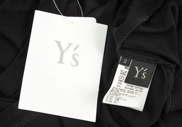 ワイズY's コットンレーヨン袖スリットドルマンビッグシルエットカットソー 黒2 K-82714_013