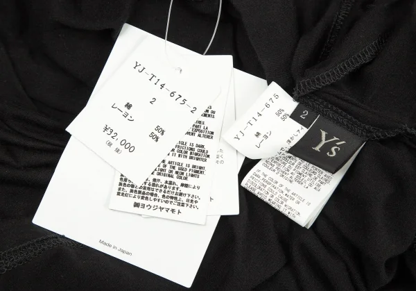 ワイズY's コットンレーヨン袖スリットドルマンビッグシルエットカットソー 黒2 K-82714_014