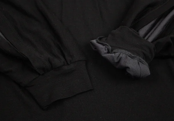 ワイズY's コットンレーヨン袖スリットドルマンビッグシルエットカットソー 黒2 K-82714_005