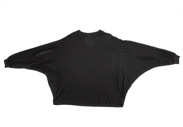 ワイズY's コットンレーヨン袖スリットドルマンビッグシルエットカットソー 黒2 K-82714_008