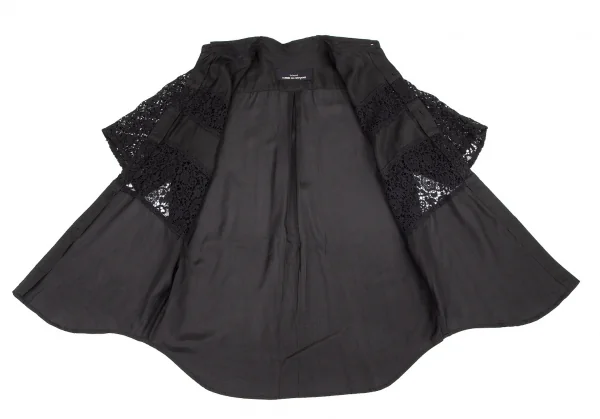 トリココムデギャルソンtricot COMME des GARCONS レース切替レーヨン半袖シャツ 黒M位 K-82786_010