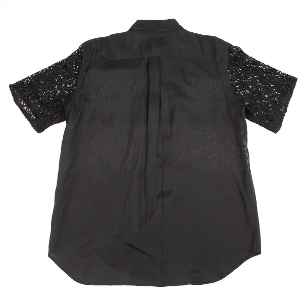 トリココムデギャルソンtricot COMME des GARCONS レース切替レーヨン半袖シャツ 黒M位 K-82786_011