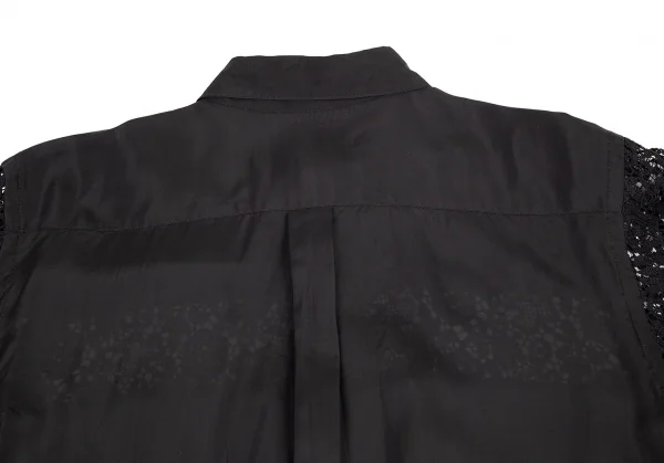 トリココムデギャルソンtricot COMME des GARCONS レース切替レーヨン半袖シャツ 黒M位 K-82786_012