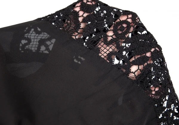 トリココムデギャルソンtricot COMME des GARCONS レース切替レーヨン半袖シャツ 黒M位 K-82786_015