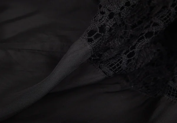 トリココムデギャルソンtricot COMME des GARCONS レース切替レーヨン半袖シャツ 黒M位 K-82786_016
