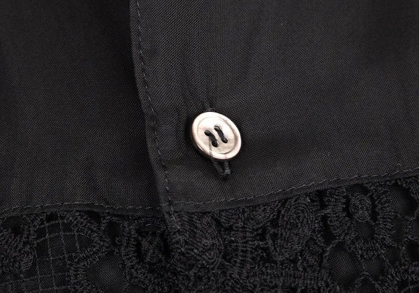 トリココムデギャルソンtricot COMME des GARCONS レース切替レーヨン半袖シャツ 黒M位 K-82786_005
