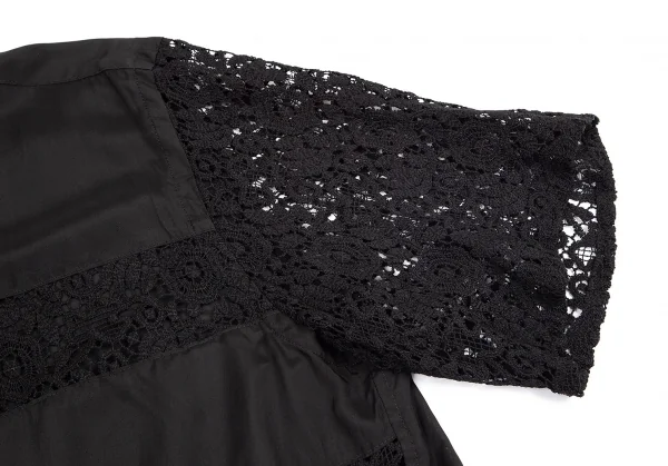 トリココムデギャルソンtricot COMME des GARCONS レース切替レーヨン半袖シャツ 黒M位 K-82786_007