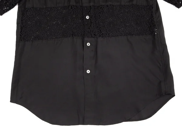 トリココムデギャルソンtricot COMME des GARCONS レース切替レーヨン半袖シャツ 黒M位 K-82786_008