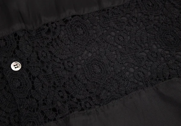 トリココムデギャルソンtricot COMME des GARCONS レース切替レーヨン半袖シャツ 黒M位 K-82786_009