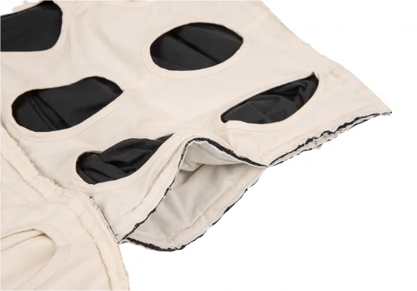 コムデギャルソンCOMME des GARCONS ホールレイヤードボックスシルエットワンピース 生成り黒フリー K-82808_007