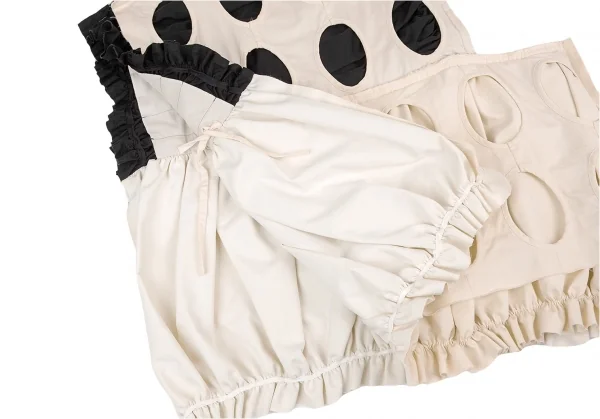 コムデギャルソンCOMME des GARCONS ホールレイヤードボックスシルエットワンピース 生成り黒フリー K-82808_011