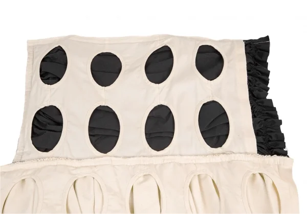 コムデギャルソンCOMME des GARCONS ホールレイヤードボックスシルエットワンピース 生成り黒フリー K-82808_016