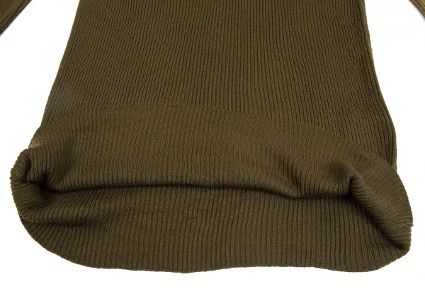 ヨウジヤマモト ファムYohji Yamamoto FEMME ウールバイカラーリブニットセーター カーキ3 K-82809_011