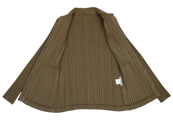 イッセイミヤケISSEY MIYAKE WHITE LABEL パイピングプリーツジャケット カーキ3 K-82831_011