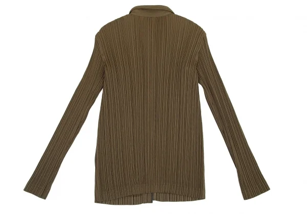 イッセイミヤケISSEY MIYAKE WHITE LABEL パイピングプリーツジャケット カーキ3 K-82831_012