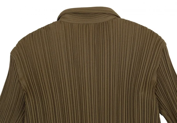 イッセイミヤケISSEY MIYAKE WHITE LABEL パイピングプリーツジャケット カーキ3 K-82831_013