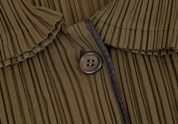 イッセイミヤケISSEY MIYAKE WHITE LABEL パイピングプリーツジャケット カーキ3 K-82831_005