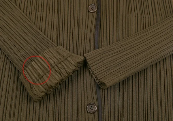 イッセイミヤケISSEY MIYAKE WHITE LABEL パイピングプリーツジャケット カーキ3 K-82831_007