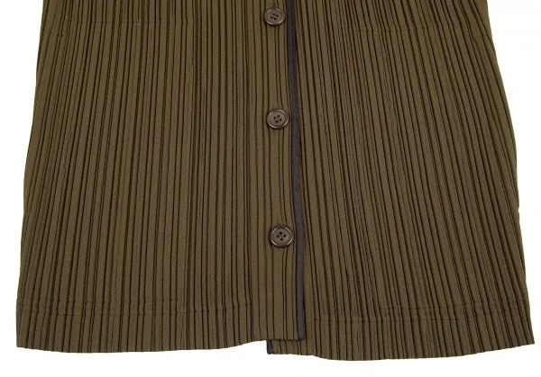 イッセイミヤケISSEY MIYAKE WHITE LABEL パイピングプリーツジャケット カーキ3 K-82831_009