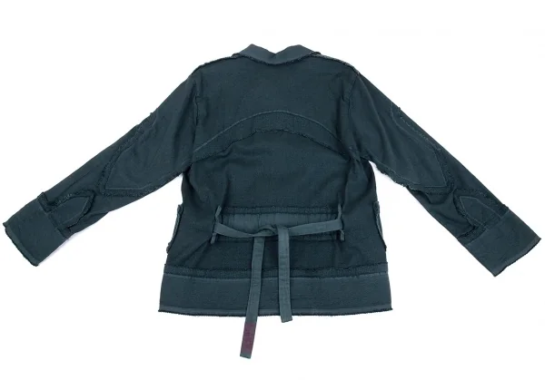 イッセイミヤケ エーポックISSEY MIYAKE A-POC 製品染めデザイン織り裁ち切りジャケット ビリジアンブルー2 K-82833_010