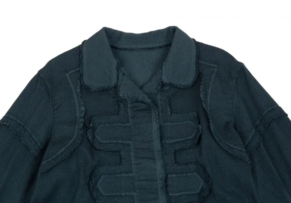 イッセイミヤケ エーポックISSEY MIYAKE A-POC 製品染めデザイン織り裁ち切りジャケット ビリジアンブルー2 K-82833_003