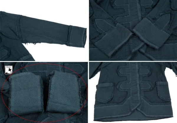 イッセイミヤケ エーポックISSEY MIYAKE A-POC 製品染めデザイン織り裁ち切りジャケット ビリジアンブルー2 K-82833_006