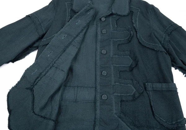 イッセイミヤケ エーポックISSEY MIYAKE A-POC 製品染めデザイン織り裁ち切りジャケット ビリジアンブルー2 K-82833_008