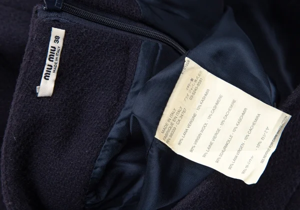 ミュウミュウmiumiu カシミヤ混ウールスカート 紺38 K-82883_011