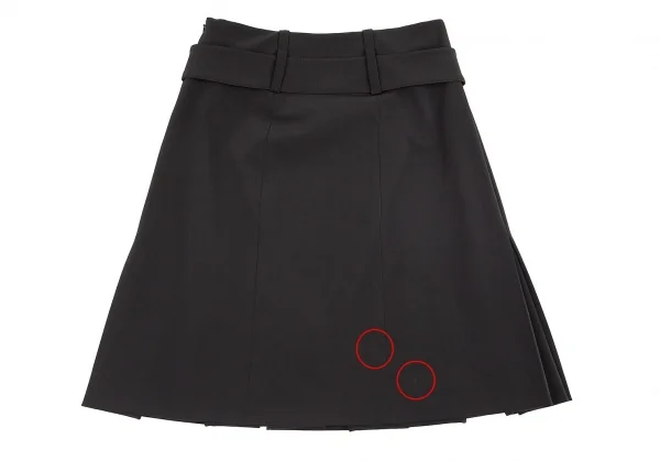 プラダPRADA ポリストレッチベルテッドプリーツスカート 黒38 K-82887_010
