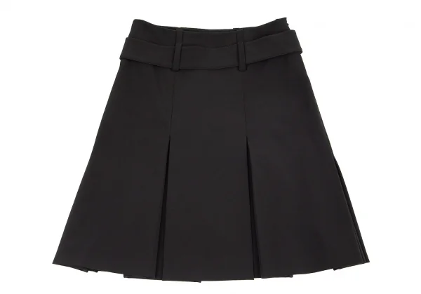 プラダPRADA ポリストレッチベルテッドプリーツスカート 黒38 K-82887_002