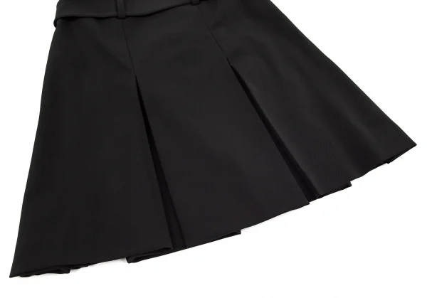 プラダPRADA ポリストレッチベルテッドプリーツスカート 黒38 K-82887_006