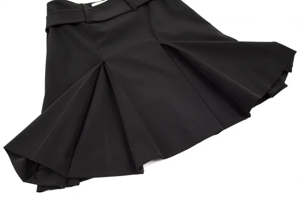 プラダPRADA ポリストレッチベルテッドプリーツスカート 黒38 K-82887_007