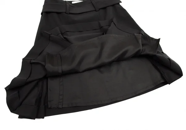 プラダPRADA ポリストレッチベルテッドプリーツスカート 黒38 K-82887_009
