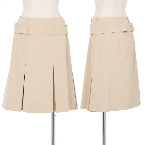 プラダPRADA ポリストレッチベルテッドプリーツスカート ベージュ38 K-82891_001