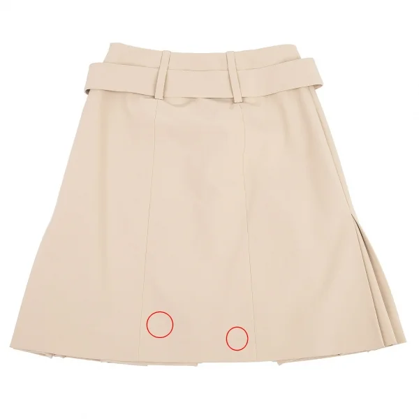 プラダPRADA ポリストレッチベルテッドプリーツスカート ベージュ38 K-82891_010